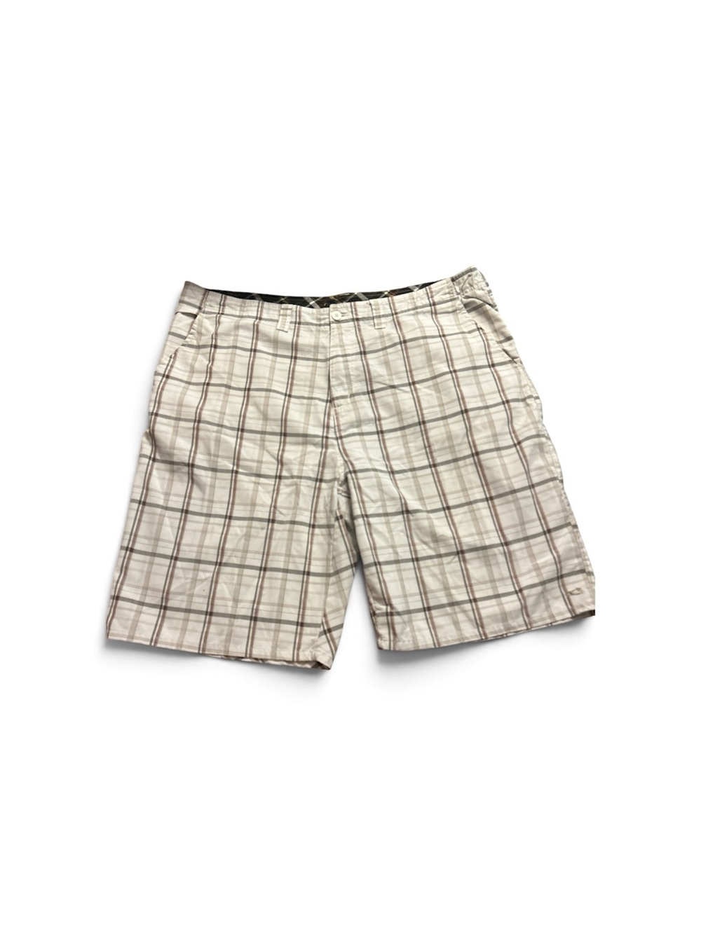 O'Neill Men's Tan Plaid Flat Front Shorts